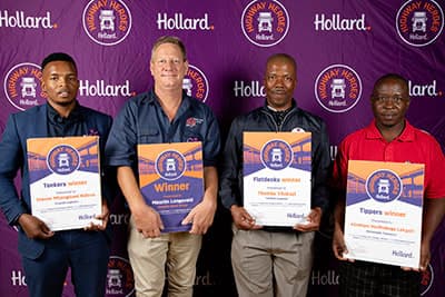 2019 Highway Heroes winner Maartin Langeveld posing with fellow category winners at Hollard event