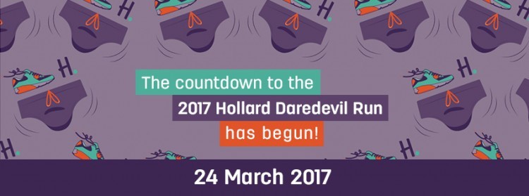Illustration with written text "The countdown to the 2017 Hollard Daredevil Run has begun! 24 March 2017"