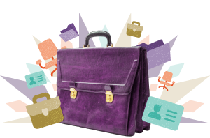 A purple suitcase symbolising Hollard careers