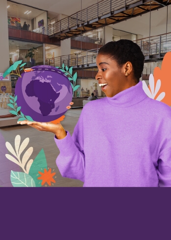 A Hollardite holding a purple globe representing our world