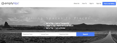 Empty Trips website homepage