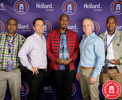 2017 Hollard Highway Heroes Winner Philip Mtembu standing with four men